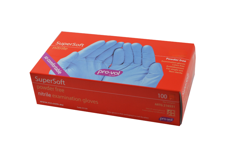 PROVAL Nitrile PF Supersoft Blue Gloves - CARTON OF 10 BOXES - available in S,M,XL