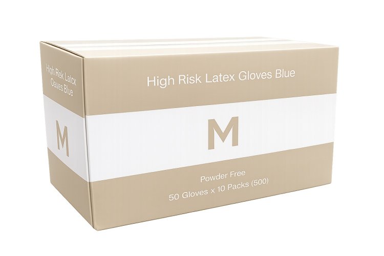 HIGH RISK LATEX GLOVES - For use in Sterilisation Bay- carton 10 boxes - Available in S,M,L